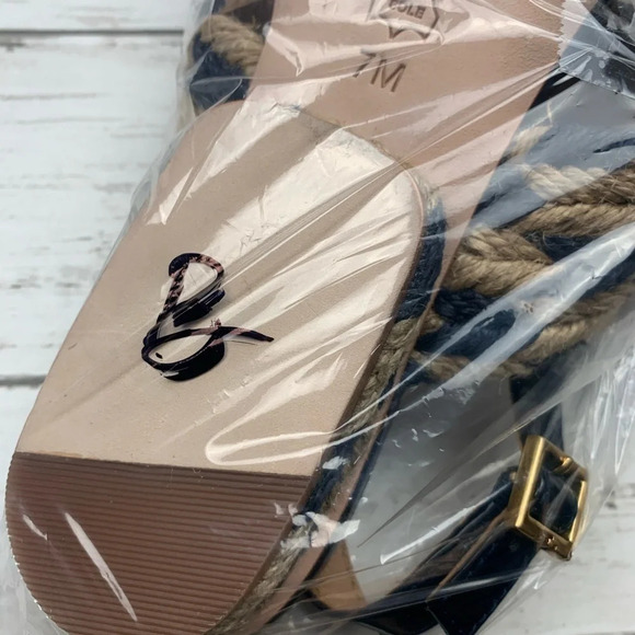 Tory Burch Lola Flat Sandal Woven Nautical 7 Blue - Picture 8 of 8